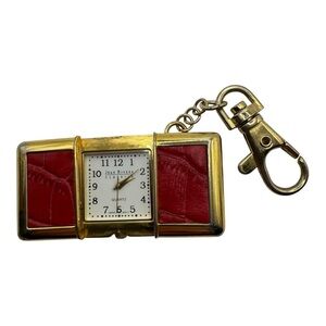 Joan Rivers‎ Classics Quartz Watch Keychain – Red Faux Leather Gold Tone